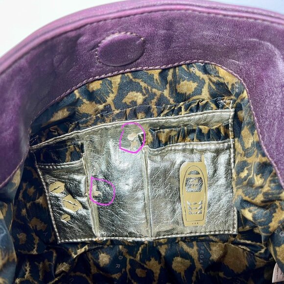 Laundry By Shelli Segal Bag SOFT Lambskin Leather Hobo Color Eggplant - Picture 9 of 15